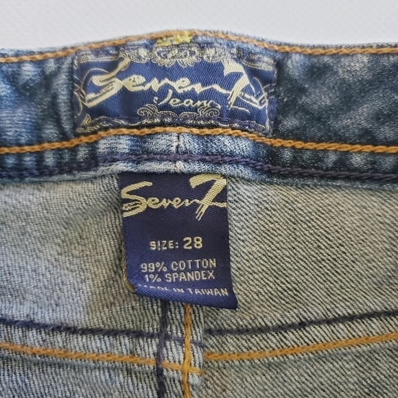 7030 * Seven7 Crop Embroidered Pocket Jeans Medium Wash Denim Size 28 - Picture 3 of 11